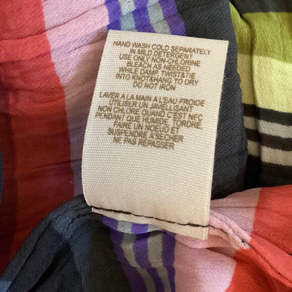 Free People Crinkle Pleat Striped High Low Multi Colored Maxi Skirt Size L - Picture 6 of 10